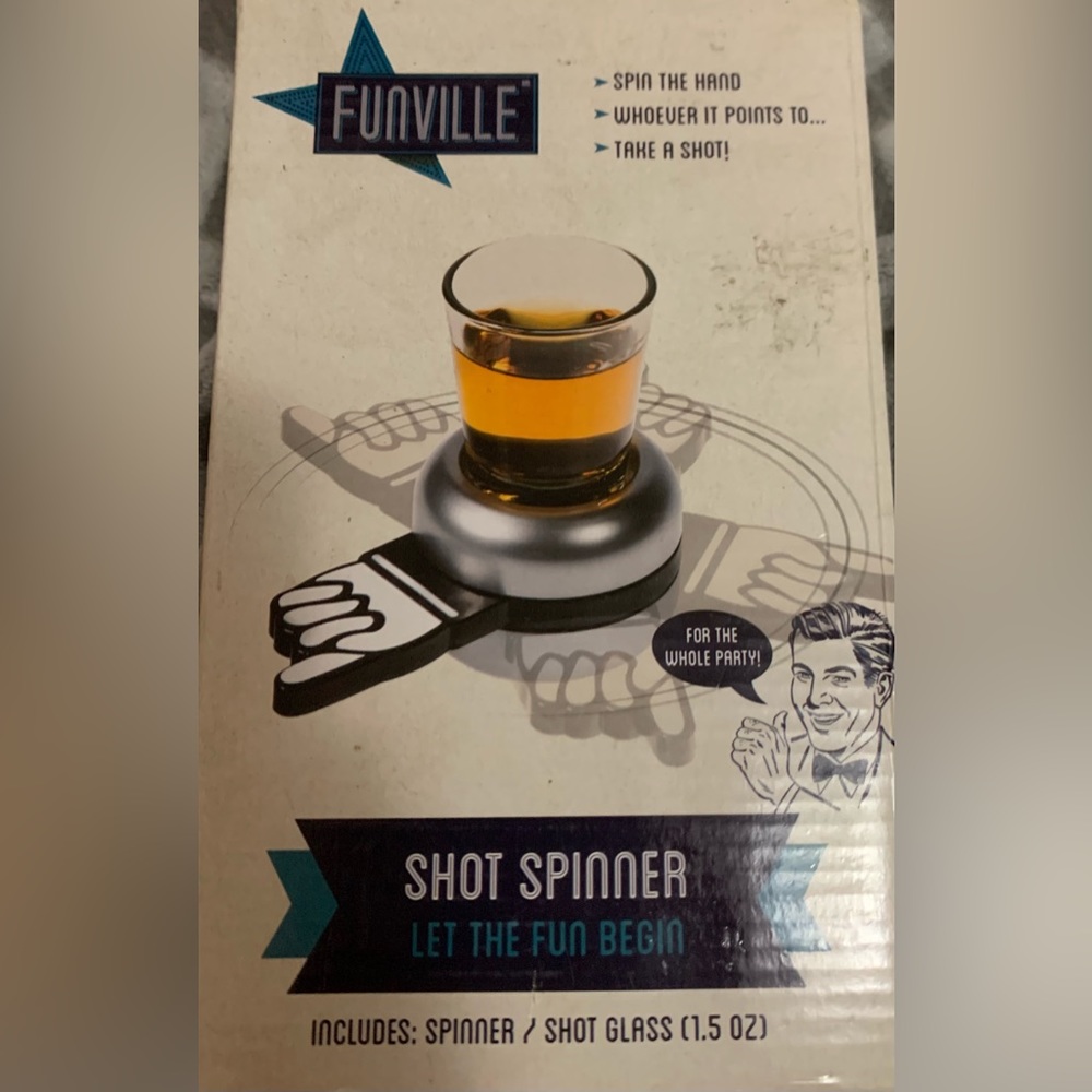 Game Night Shot Spinner (includes spinner & shot glass) New